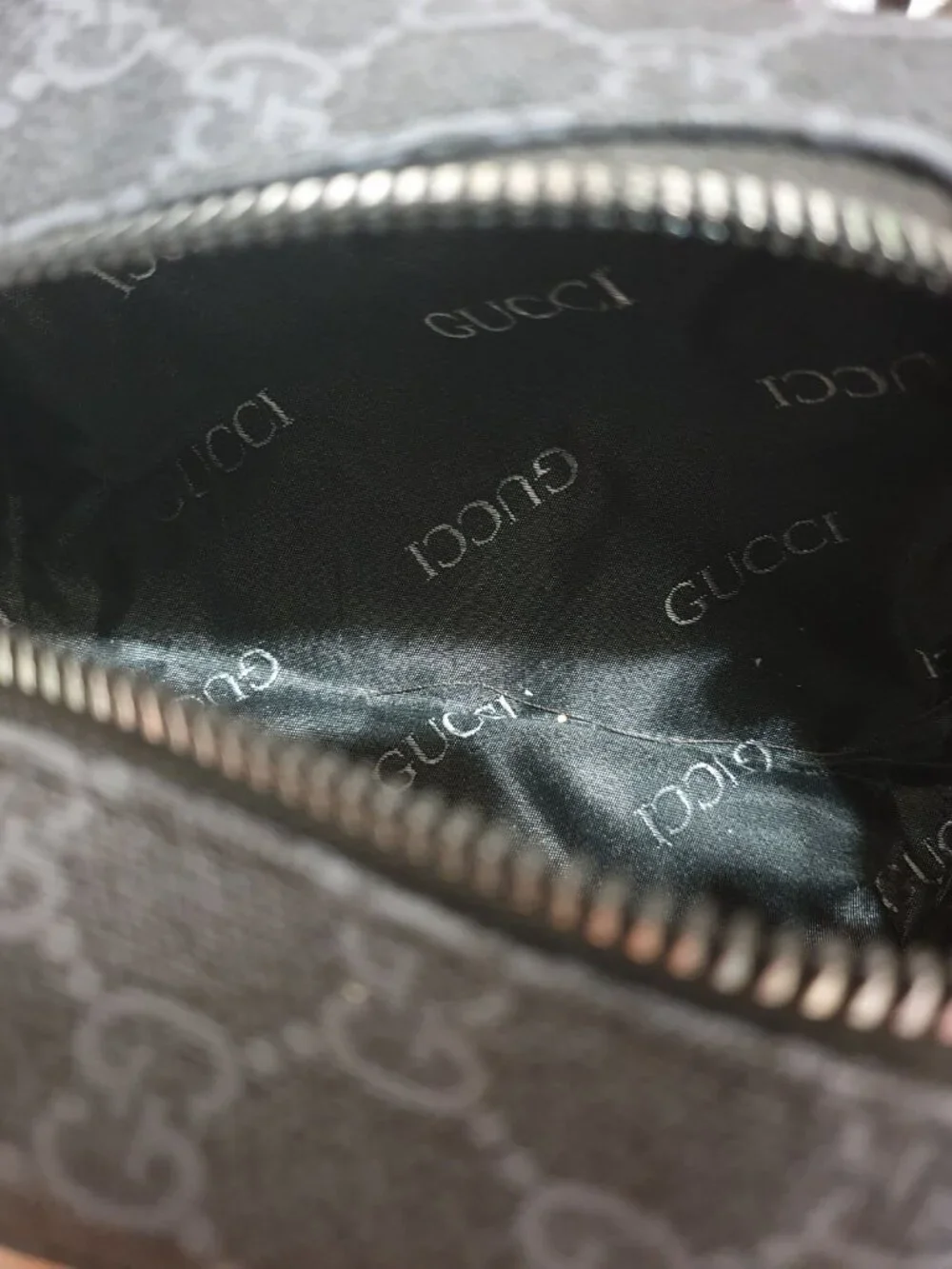 Gucci Monogram Gray Silver Cosmetic Pouch Bag Unisex Casual everyday Travel Bag